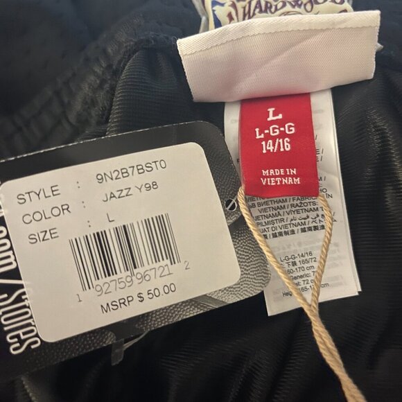 Hardwood Classics Utah Jazz NBA Basketball Mesh Shorts Black & Orange LG(14/16). - Picture 4 of 10